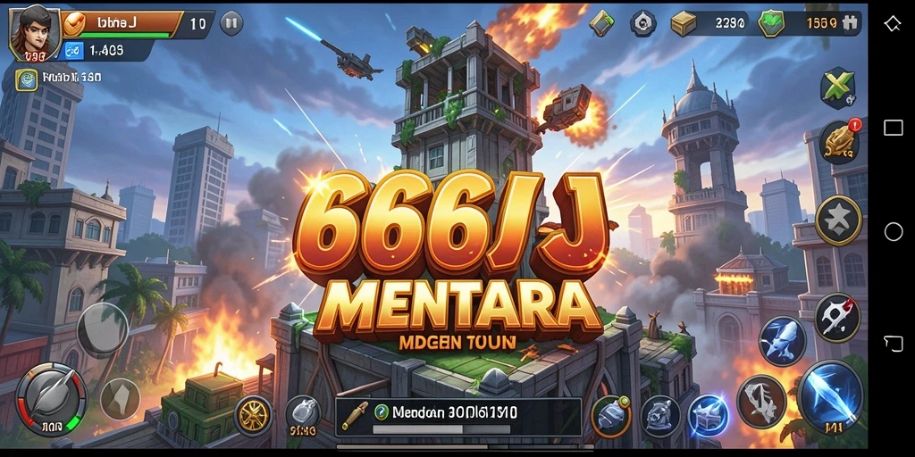 Tampilan gameplay menarik dalam 666J Tower Defense.