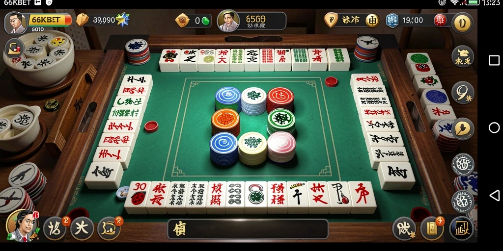 Screenshot gameplay 66KBET menampilkan aksi seru permainan Mahjong.