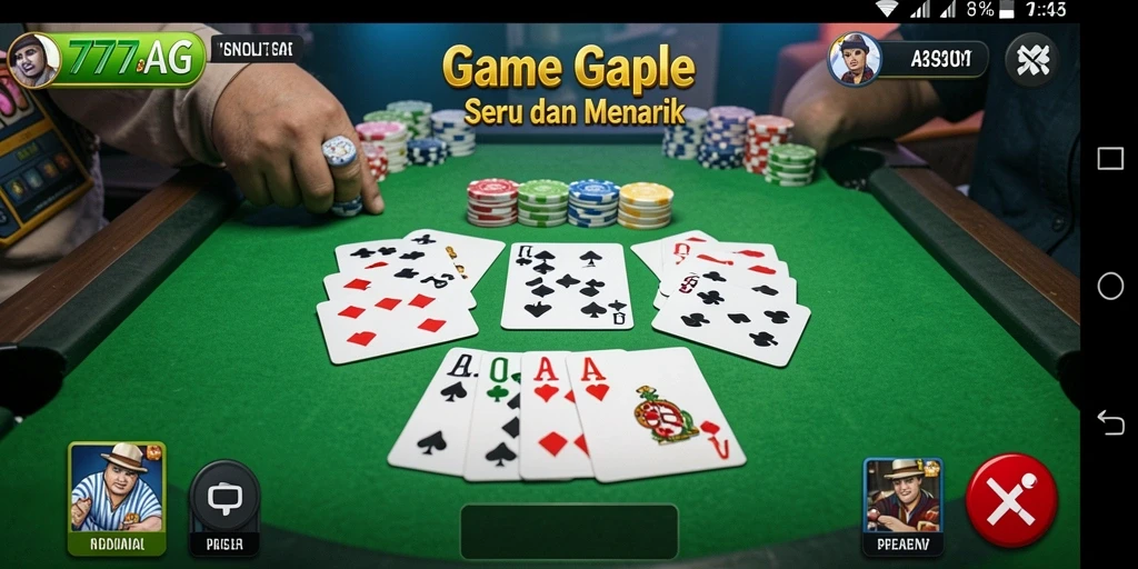 Tampilan gameplay gaple yang seru dan interaktif.