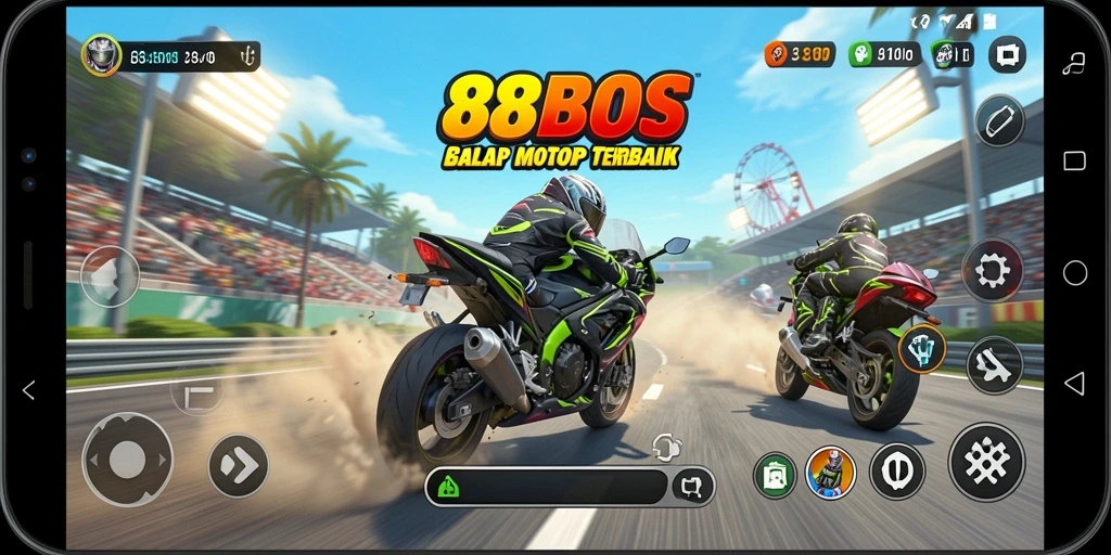 Gameplay menantang di 88BOS dengan berbagai trek balap.
