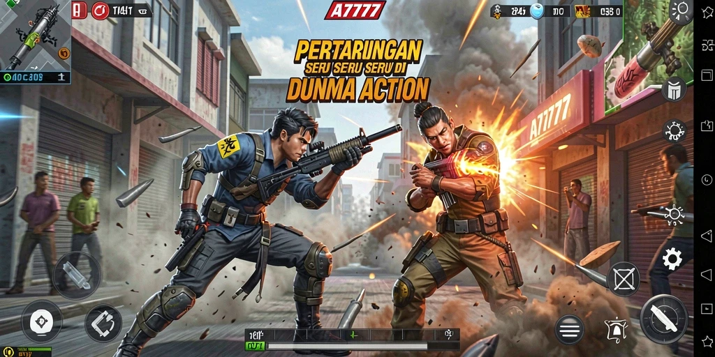 Screenshot gameplay A7777 menampilkan aksi pertarungan yang mendebarkan.