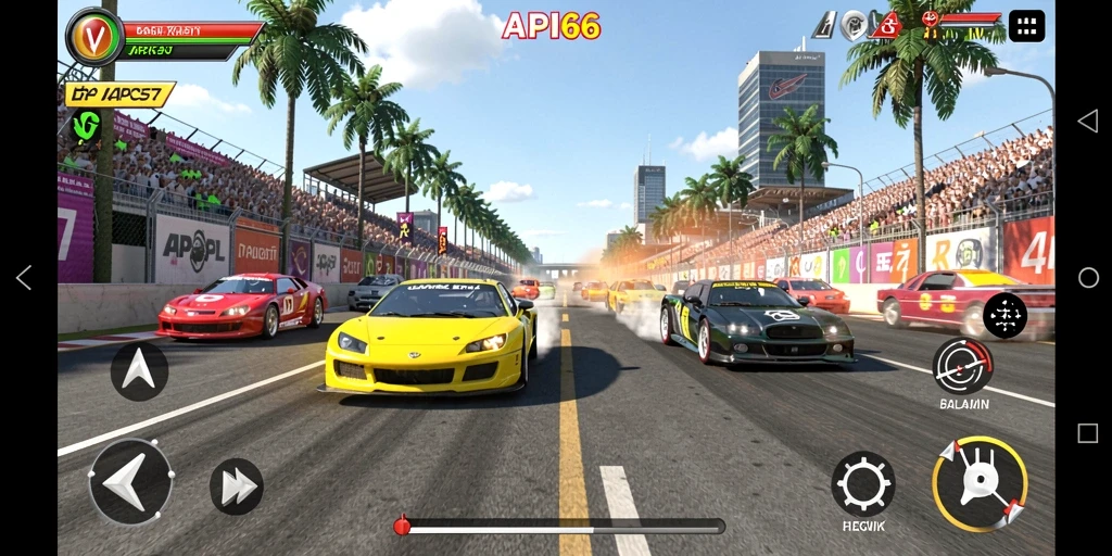 Tampilan menarik dari gameplay balap API66 yang menegangkan.