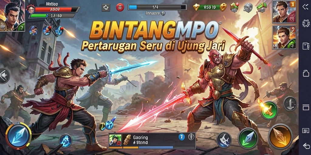 Gameplay BINTANGMPO yang mendebarkan dengan aksi pertarungan seru.