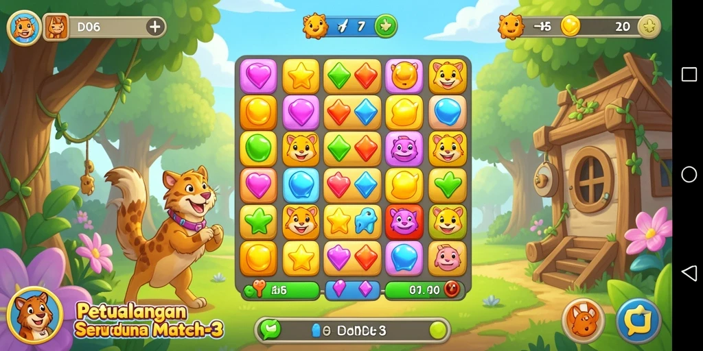 Tampilan gameplay seru D06 dengan mekanik Match-3 yang menyenangkan.