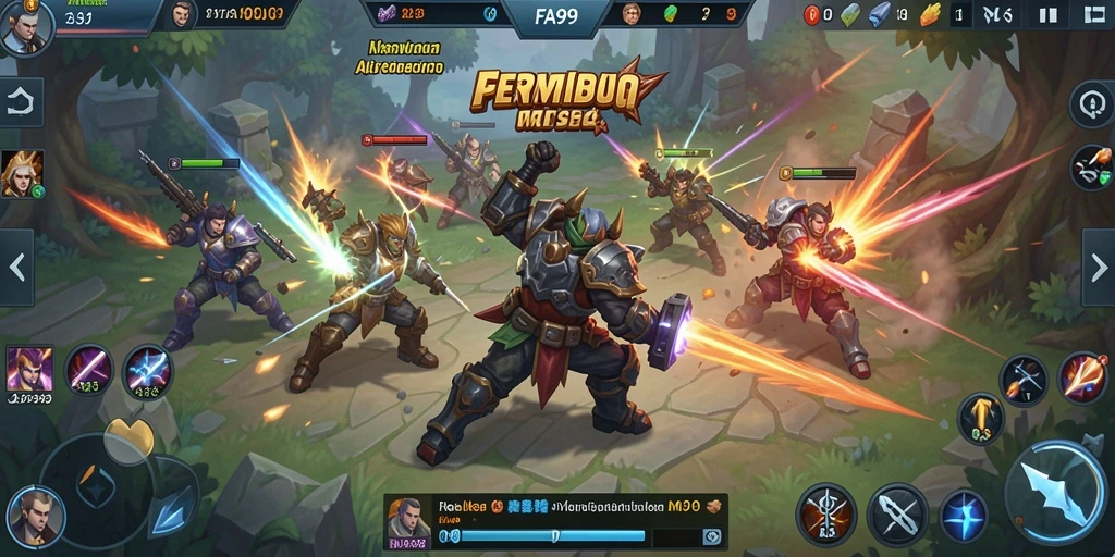 Tampilan gameplay seru dengan aksi pertempuran hero MOBA.