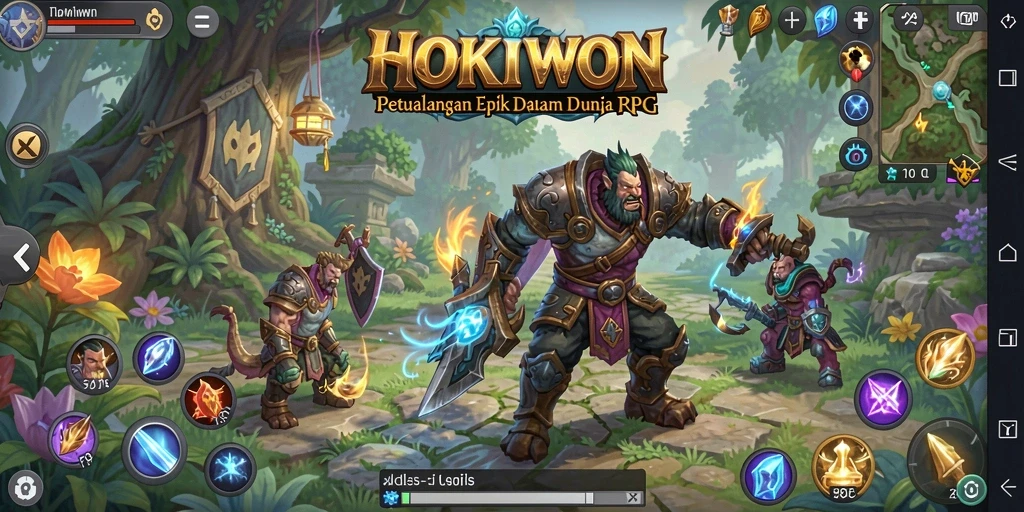 Gameplay HOKIWON yang penuh aksi dan petualangan RPG.