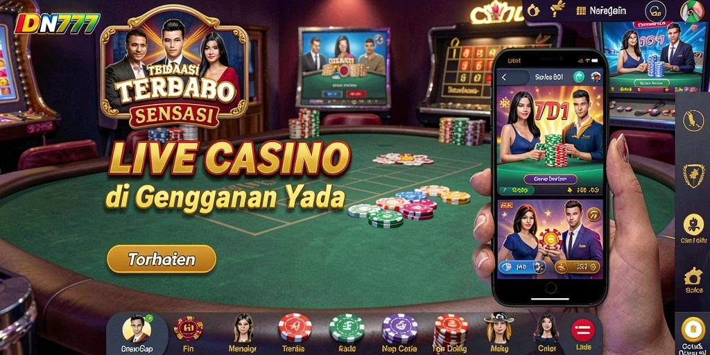 Screenshot gameplay Live Casino IDN777 menampilkan dealer profesional dan suasana kasino yang nyata.