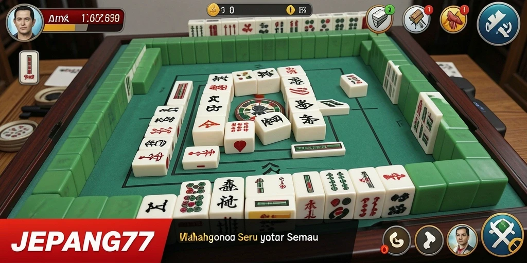 Screenshot utama JEPANG77 menampilkan gameplay Mahjong yang menarik.