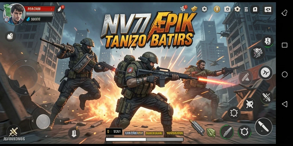 Screenshot gameplay NV77, menampilkan aksi pertempuran yang mendebarkan.