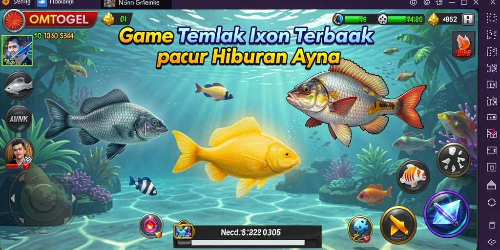 Screenshot gameplay OMTOGEL menampilkan aksi menembak ikan yang seru.
