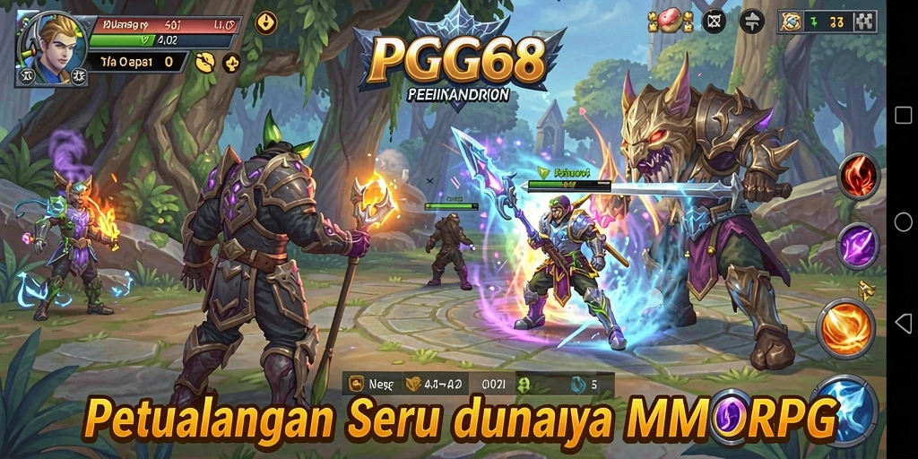 Tangkapan layar PGG68 menampilkan pertarungan epik di dunia MMORPG.