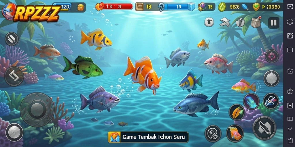 Screenshot dari gameplay seru Tembak Ikan RPZZZ.