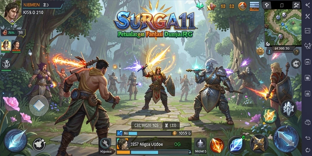 Tangkapan layar dari gameplay petualangan RPG yang epik di SURGA11.