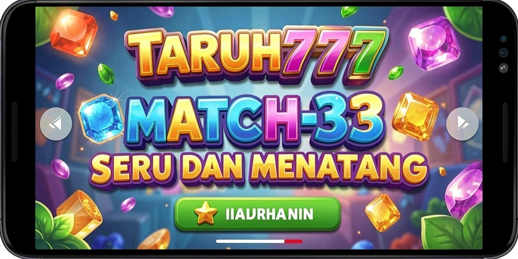 Screenshot gameplay TARUH777 dengan kombinasi match-3 penuh warna.
