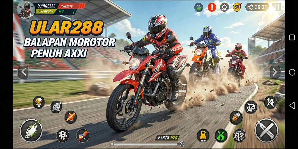 Screenshot ULAR288 menampilkan momen balapan mendebarkan di trek yang penuh tantangan.