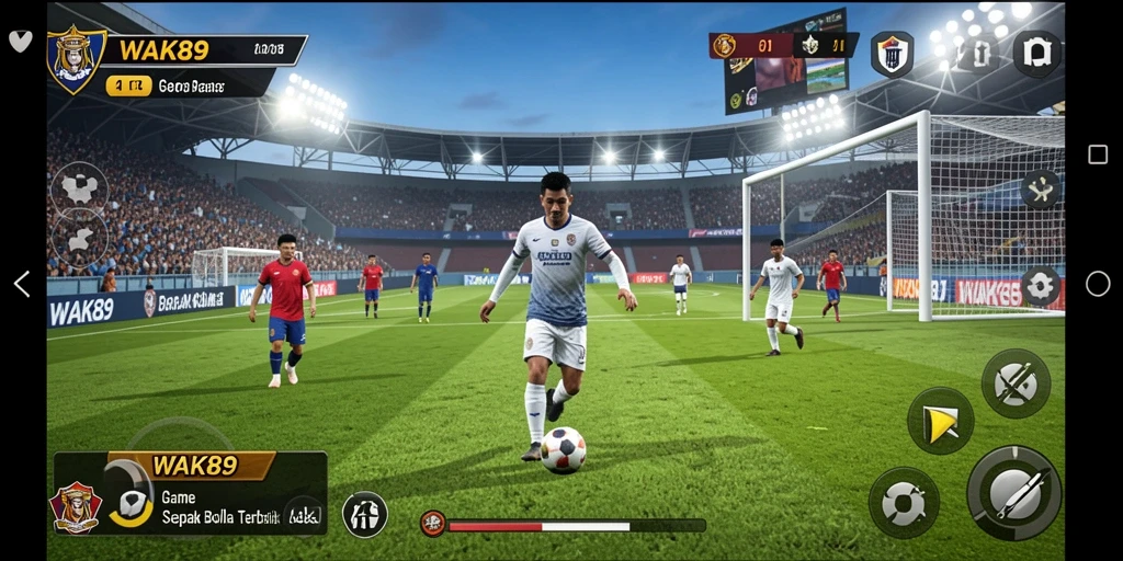 Screenshot utama WAK89 menampilkan pemain sepak bola dalam aksi pertandingan.